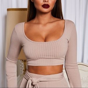 Oh Polly Hands Are Tied Long Sleeve Crop Top